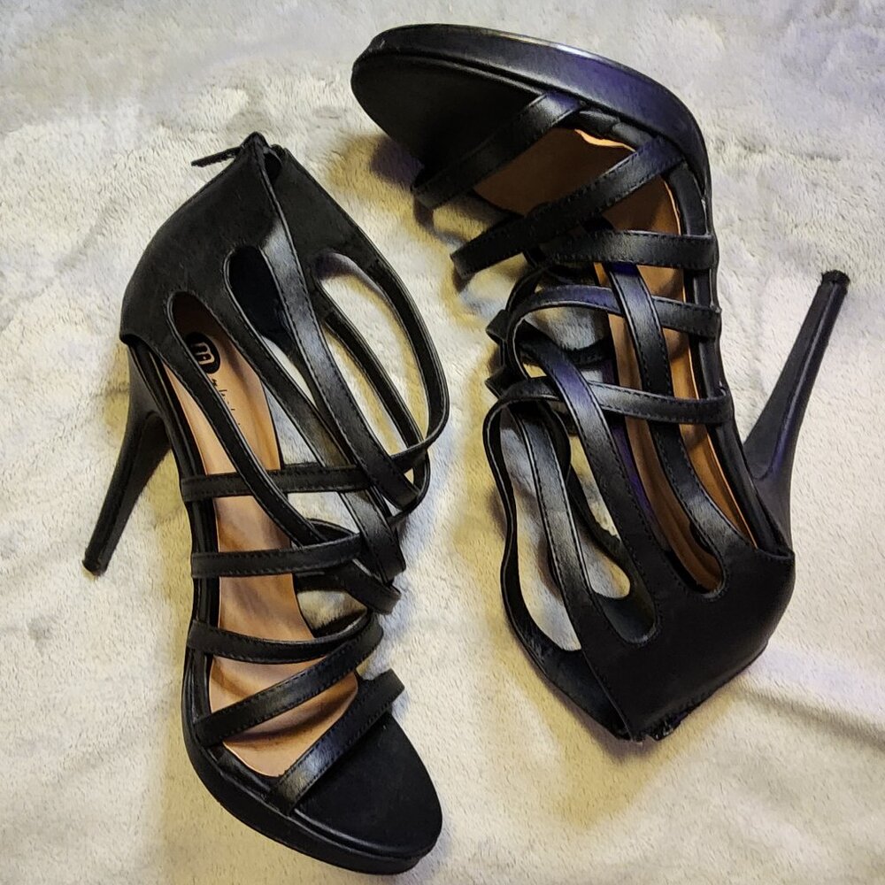 Michael Antonio ๐ Sexy Black Stilleto Heels 8.5 W - Picture 5 of 13